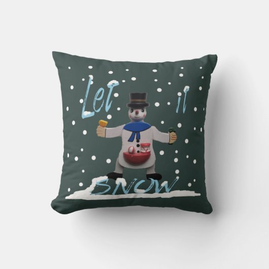 幸おもしろいせな笑顔雪だるま クッション (正面)