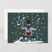 幸おもしろいせな笑顔雪だるま シーズンポストカード (正面/裏面)