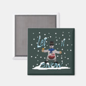 幸おもしろいせな笑顔雪だるま マグネット (正面/裏面)