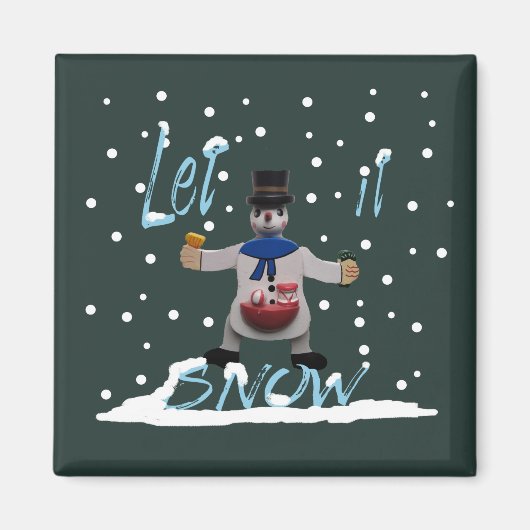 幸おもしろいせな笑顔雪だるま マグネット (正面)