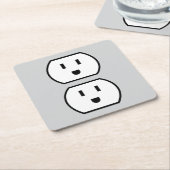 幸おもしろいせな顔パワーポイントを持つ紙コースター スクエアペーパーコースター (アングル)