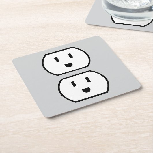 幸おもしろいせな顔パワーポイントを持つ紙コースター スクエアペーパーコースター (アングル)