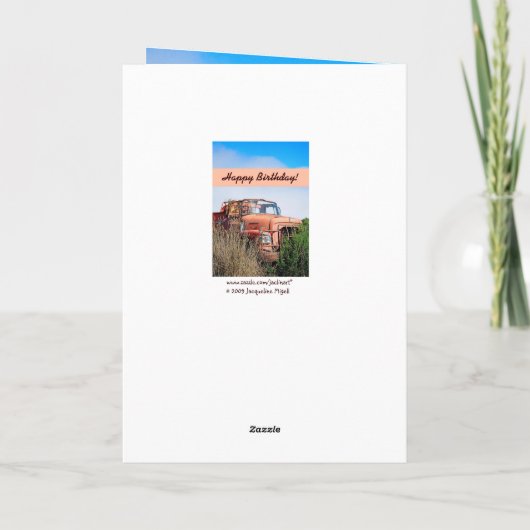 幸おもしろいせな100番目の誕生日ヴィンテージトラック100A カード (裏面)