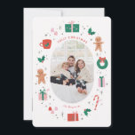 幸すてきせなクリスマス シーズンカード<br><div class="desc">このフォトクリスマスカードは図解入りの、写真付きの、楕円形の写真を取り巻くジンジャーブレッドマン、お菓子、贈り物を特徴としている。</div>