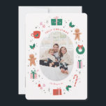 幸すてきせなクリスマス シーズンカード<br><div class="desc">このフォトクリスマスカードは図解入りの、写真付きの、楕円形の写真を取り巻くジンジャーブレッドマン、お菓子、贈り物を特徴としている。</div>