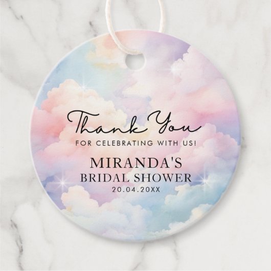 幸せいっぱいの花嫁のシャワー 感謝の気持ちを込めて フェイバータグ (正面)