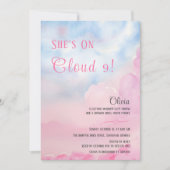 幸せいっぱい！ピンクの水彩画 ブライダルシャワー 招待状 (正面)