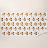 幸せおもしろいなイエローダック付きビーチタオル ビーチタオル (正面)