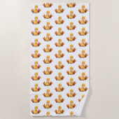 幸せおもしろいなイエローダック付きビーチタオル ビーチタオル (正面)