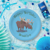 幸せおもしろいなムースパーソナライズされたガート誕生日 ペーパープレート (パーティー)