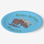 幸せおもしろいなムースパーソナライズされたガート誕生日 ペーパープレート (アングル)