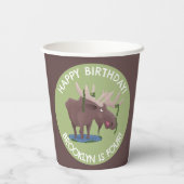 幸せおもしろいなムースパーソナライズされたガート誕生日 紙コップ (裏面)