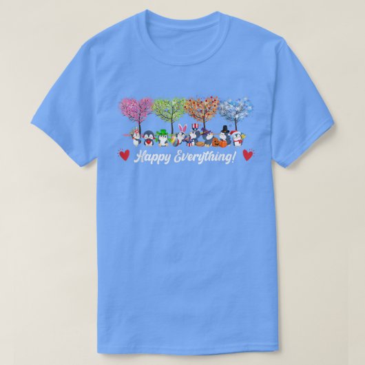 幸せおもしろいな全てのペンギン Tシャツ (デザイン正面)