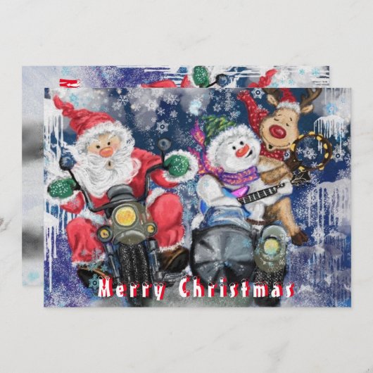 幸せおもしろいな友達とのクリスマスカード (正面/裏面)