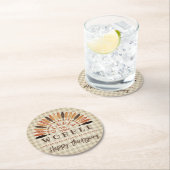 幸せおもしろいな感謝祭がゴブルになるまで ラウンドペーパーコースター (インサイチュ)