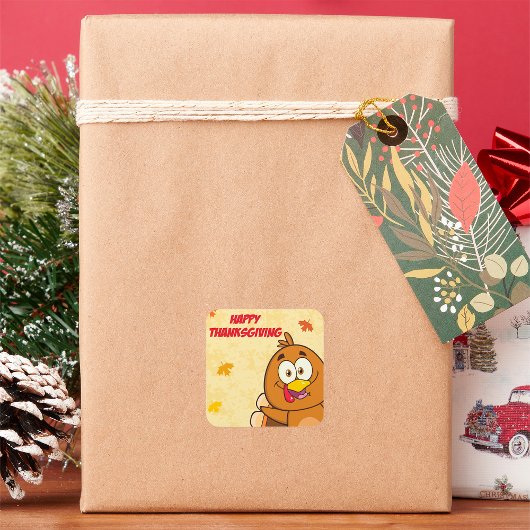 幸せおもしろいな感謝祭 スクエアシール