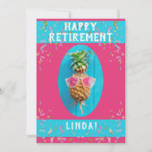 幸せおもしろいな退職パーティー、ピンク 招待状 (正面)