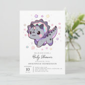 幸せお洒落な恐竜の赤ちゃんシャワー 招待状 (スタンド正面)