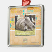 幸せからの幸せな猫、 メタルオーナメント (左)