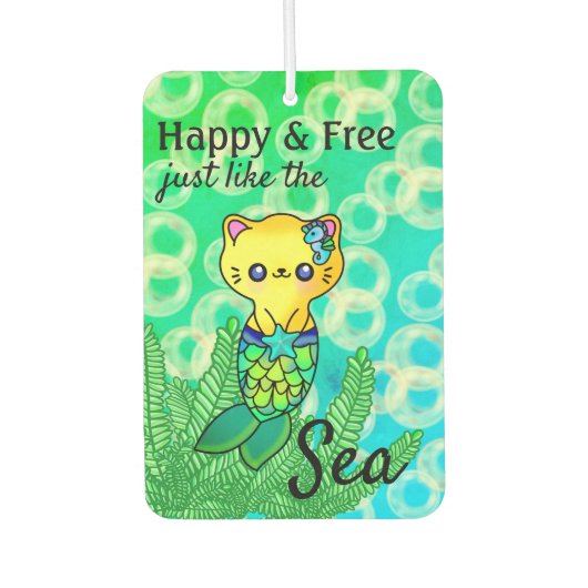 幸せかわいらしな人魚キャット海波バブル カーエアーフレッシュナー (正面)