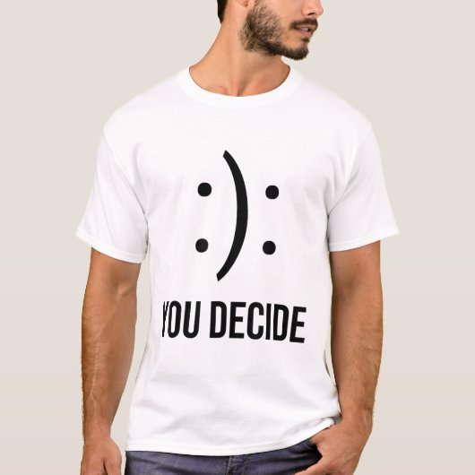幸せか悲しいかあなたが決めるスマイル眉 Tシャツ (正面)
