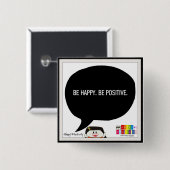 幸せがあって下さい。 前向きがあって下さい。 2インチの正方形ボタン 缶バッジ (正面&裏面)