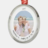 幸せがあなたを人生で愛する写真 メタルオーナメント (左)