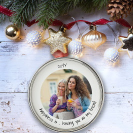 幸せがあなたを友達としてかわいい写真に メタルオーナメント