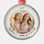 幸せがあなたを双子のかわいい写真に メタルオーナメント (正面)
