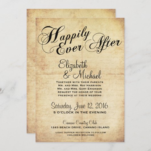 幸せが永遠に続くおとぎの国のウェディングのご案内 招待状 (正面/裏面)