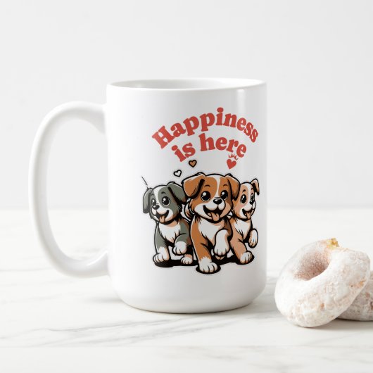 幸せが訪れる | 犬好き | かわいい子犬 コーヒーマグカップ (ドーナツ)