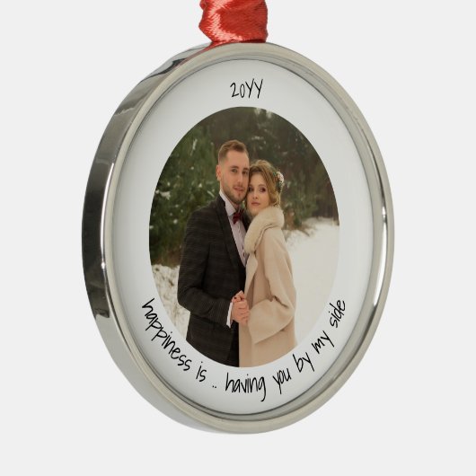 幸せが過ごす隣の可愛い写真 メタルオーナメント (右)