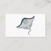 幸せそうなエイの魚のキャラクターイラスト 名刺 (裏面)
