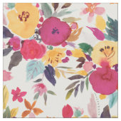 幸せそうなカラフルフローラ水彩織物 ファブリック (クローズアップ)