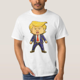 幸せそうなトランプのバッジピン 怒ったトランプのポップアート Tシャツ