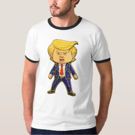 幸せそうなトランプのバッジピン 怒ったトランプのポップアート Tシャツ