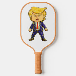 幸せそうなトランプの胸ピン・ミーム 怒ったトランプのポップアート ピックルボールラケット