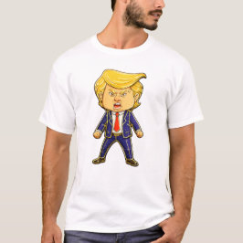 幸せそうなトランプの胸ピン メーム 怒ったトランプのポップアート Tシャツ