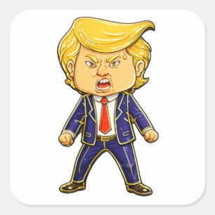 幸せそうなトランプ ラペルピン インターネット・ミーム 激怒トランプ ポップアート スクエアシール