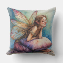 幸せそうな妖精が抱える枕