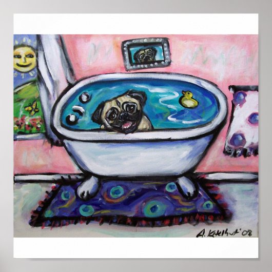 幸せそうな笑顔のプリン風呂 ポスター (正面)