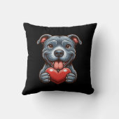 幸せそうな表情でハートを抱える愛らしい犬 クッション (裏面)