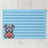 幸せそうな表情でハートを抱える愛らしい犬 ペーパーパッド (正面)