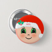 幸せそうな顔のクリスマス赤ちゃん 缶バッジ (正面&裏面)