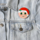 幸せそうな顔のクリスマス赤ちゃん 缶バッジ (インサイチュ)