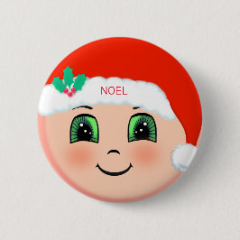 幸せそうな顔のクリスマス赤ちゃん 缶バッジ