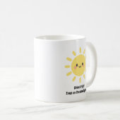 幸せそうな顔の黄色い太陽 コーヒーマグカップ (正面右)