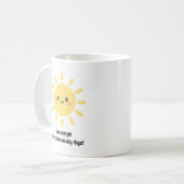 幸せそうな顔の黄色い太陽 コーヒーマグカップ (正面左)