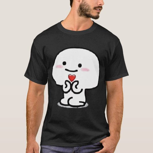 幸せそうに泳ぐ魚 黒背景 Tシャツ (正面)