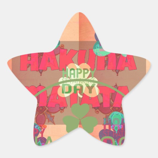 幸せでありますように ハッピーセントパトリックデー ハクナマタタ 星シール (正面)